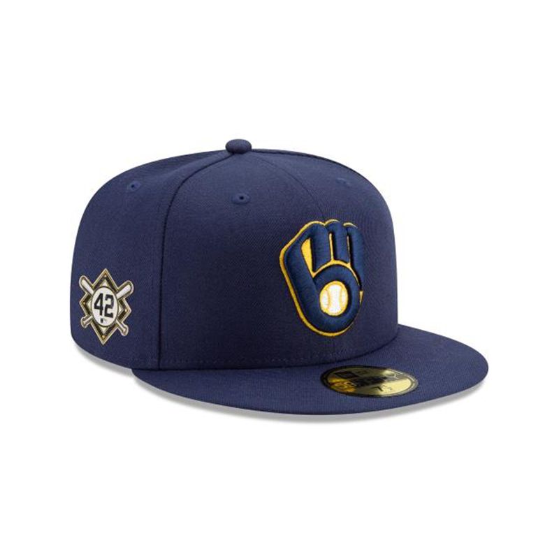 MLB Milwaukee Brewers Jackie Robinson Day 59Fifty Fitted (IVN4925) - Blue New Era Caps